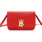BURBERRY Shoulder Bag Red TB Logo Leather with Gold Hardware