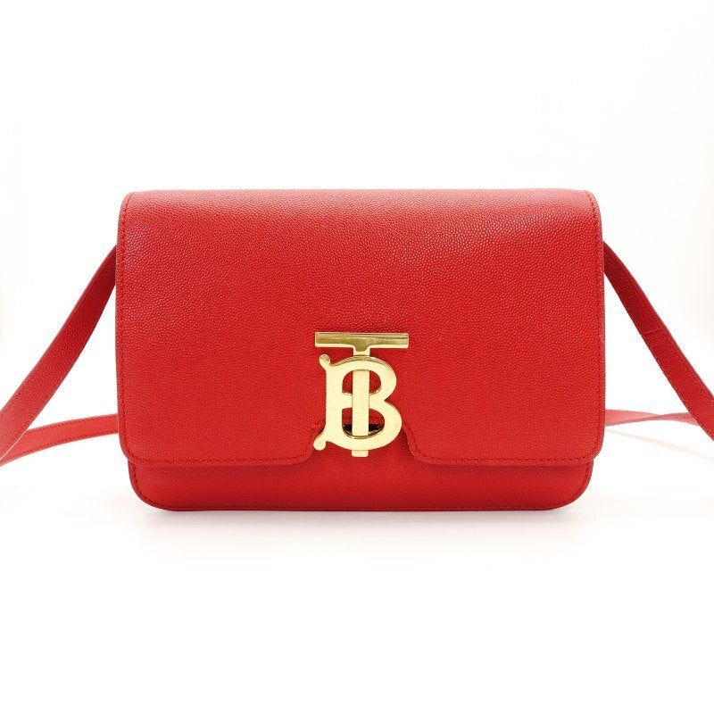 BURBERRY Shoulder Bag Red TB Logo Leather with Gold Hardware
