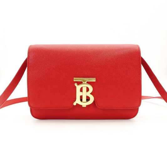 BURBERRY Shoulder Bag Red TB Logo Leather with Gold Hardware