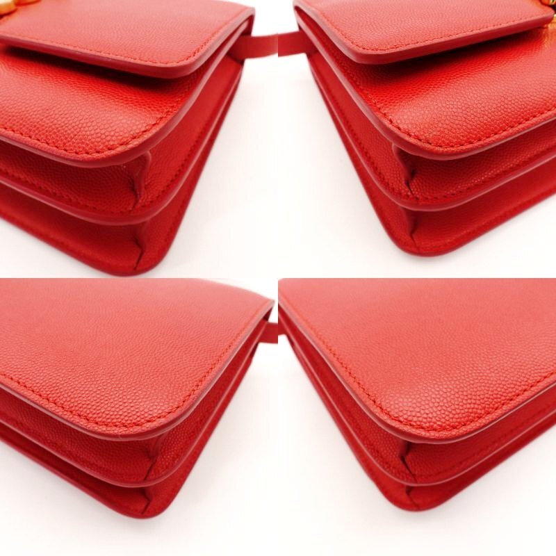 BURBERRY Shoulder Bag Red TB Logo Leather with Gold Hardware