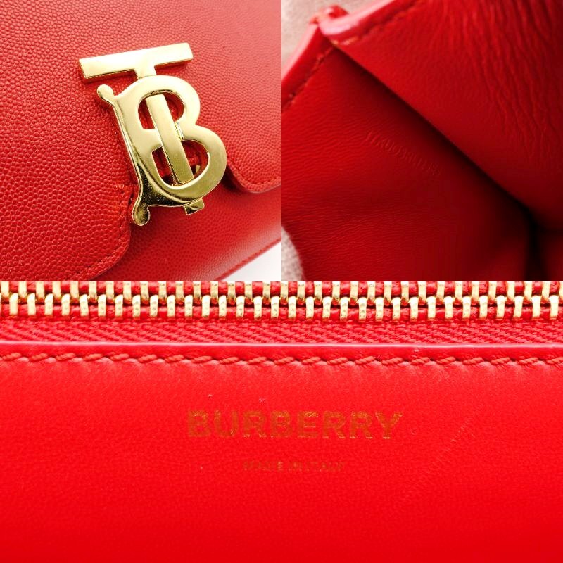 BURBERRY Shoulder Bag Red TB Logo Leather with Gold Hardware