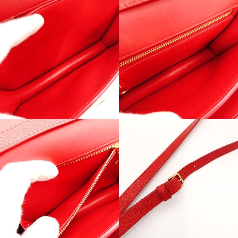 BURBERRY Shoulder Bag Red TB Logo Leather with Gold Hardware