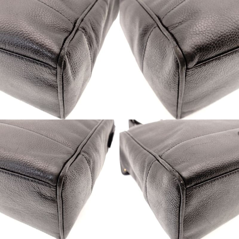 CHANEL Caviar Skin Chain Tote Bag Black 4 Series Shoulder 7-8-393