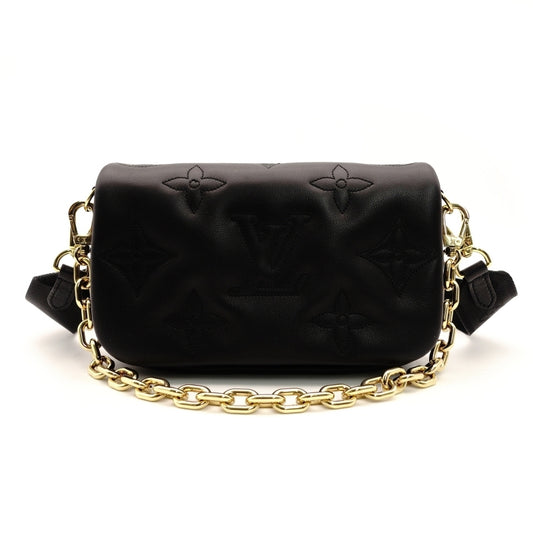 Louis Vuitton LOUIS VUITTON Anplant Pochette Coussin Shoulder Bag Black Leather Black Crossbody 7-8-088