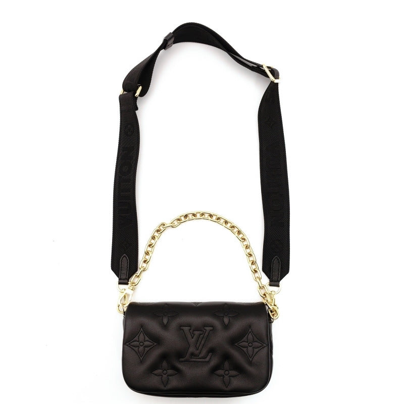 Louis Vuitton LOUIS VUITTON Anplant Pochette Coussin Shoulder Bag Black Leather Black Crossbody 7-8-088