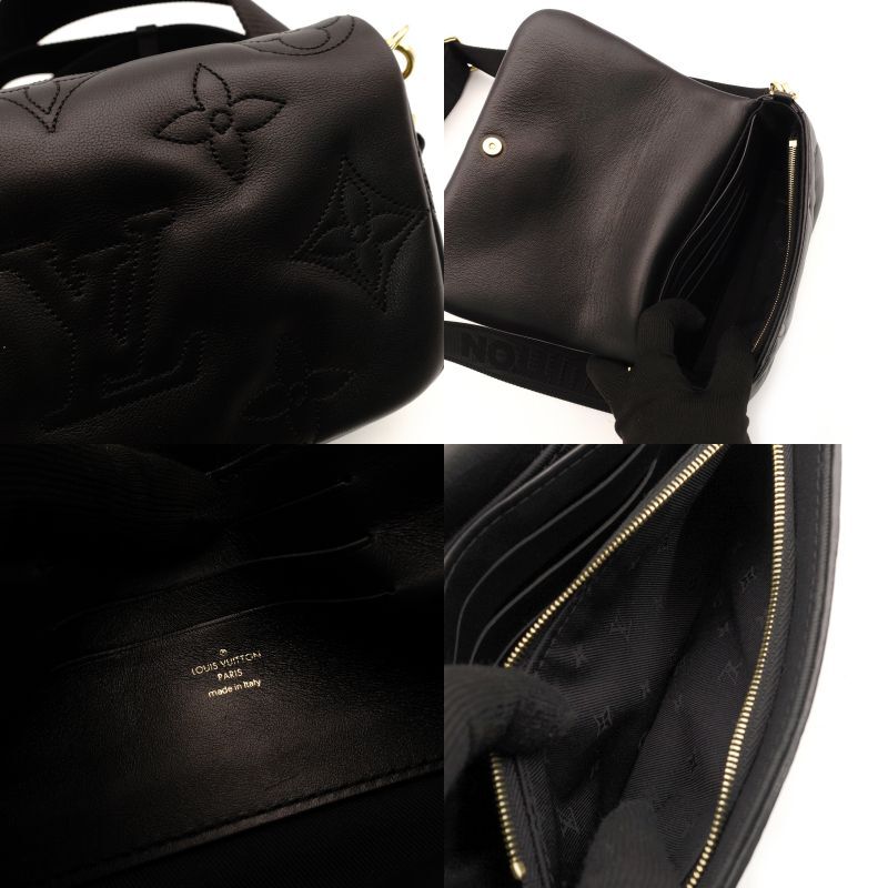 Louis Vuitton LOUIS VUITTON Anplant Pochette Coussin Shoulder Bag Black Leather Black Crossbody 7-8-088