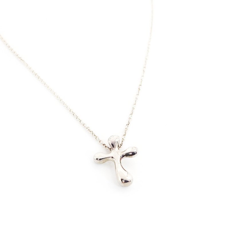 Tiffany & Co. Cross Necklace Sterling Silver 925 Necklace Approx. 3g 6-10-1067