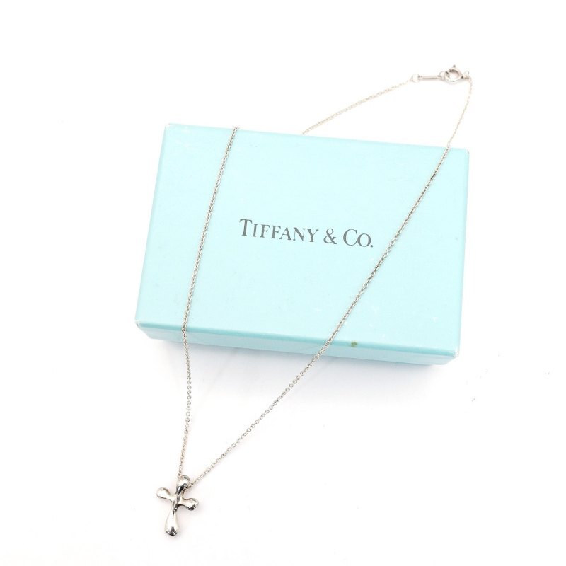 Tiffany & Co. Cross Necklace Sterling Silver 925 Necklace Approx. 3g 6-10-1067