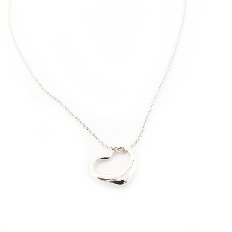 Tiffany & Co. Open Heart Necklace Sterling Silver 925 Approx. 2.2g 6-11-872