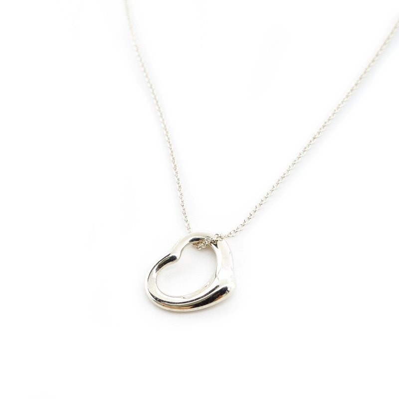 Tiffany & Co. Open Heart Necklace Sterling Silver 925 Approx. 3g Silver 6-3-759