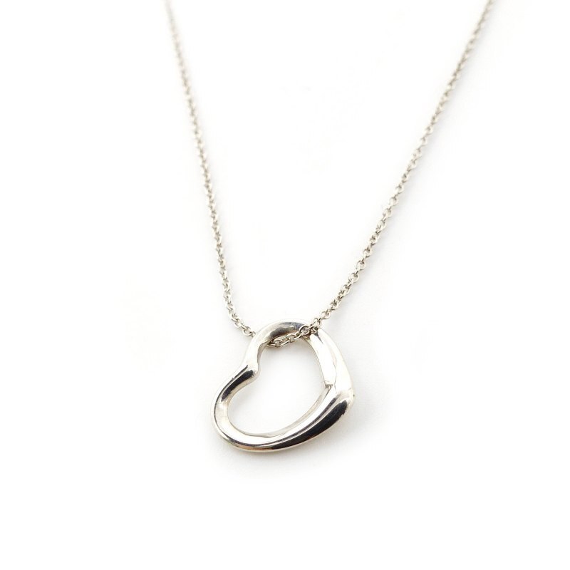 Tiffany & Co. Open Heart Necklace Sterling Silver 925 Approx. 2g Silver 6-3-964
