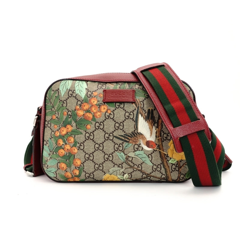 GUCCI Tian GG Supreme Shoulder Bag Camera Bag Crossbody PVC Beige Red 7-8-592