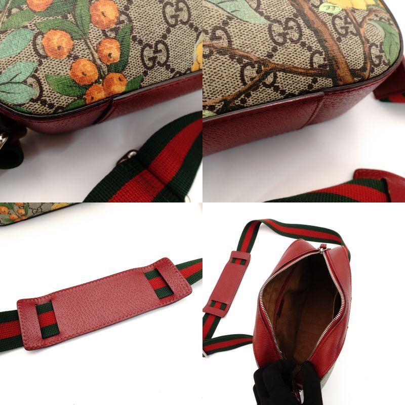 GUCCI Tian GG Supreme Shoulder Bag Camera Bag Crossbody PVC Beige Red 7-8-592