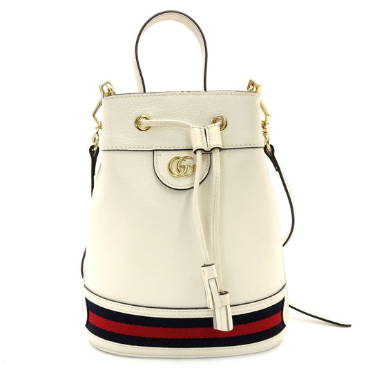 GUCCI Shoulder Bag White GG Logo Leather Crossbody White 2-Way 7-9-148