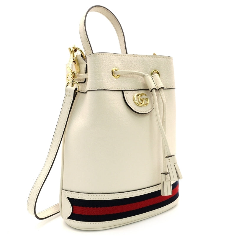 GUCCI Shoulder Bag White GG Logo Leather Crossbody White 2-Way 7-9-148