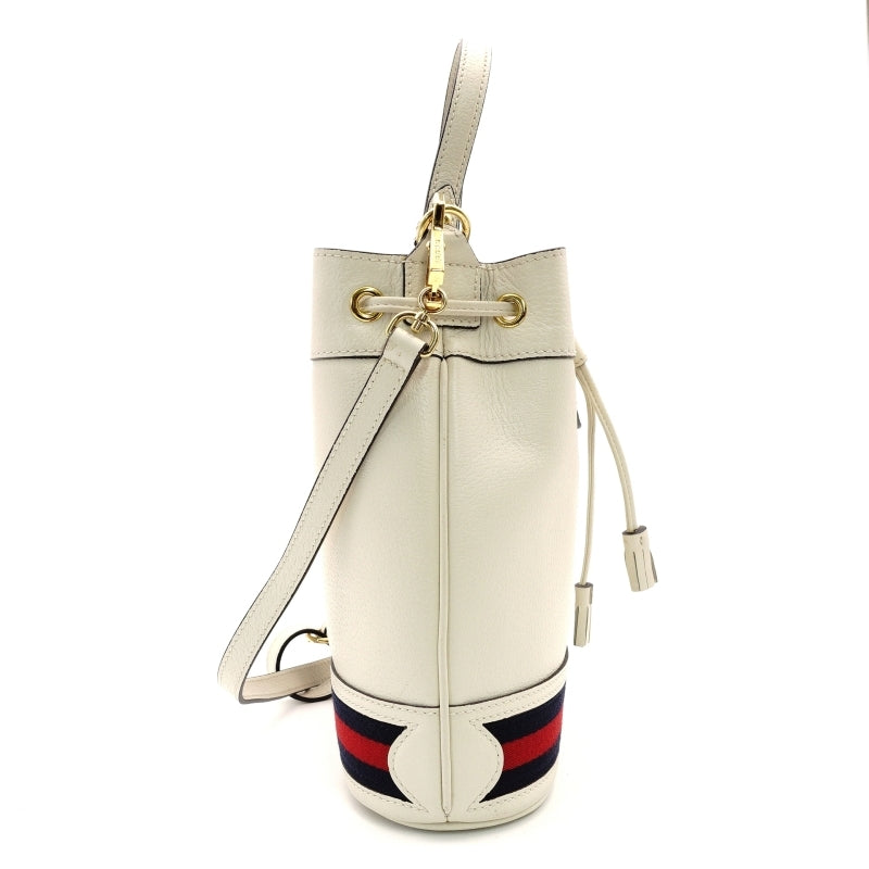 GUCCI Shoulder Bag White GG Logo Leather Crossbody White 2-Way 7-9-148