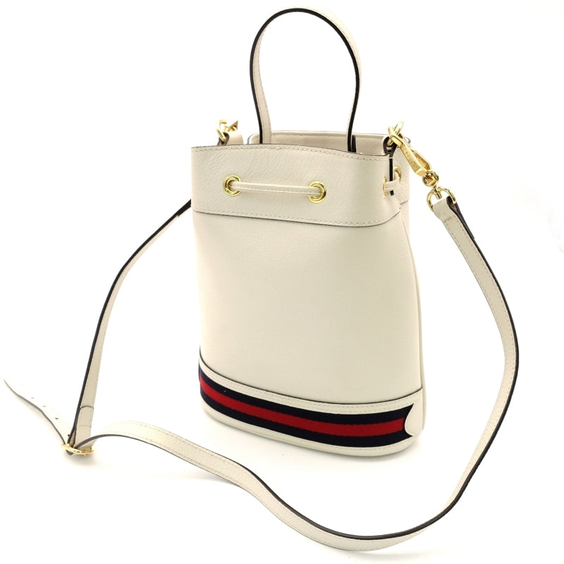 GUCCI Shoulder Bag White GG Logo Leather Crossbody White 2-Way 7-9-148
