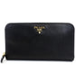 PRADA Long Wallet Saffiano Black Leather Wallet Black Leather Logo In Box 7-6-443