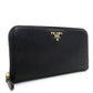 PRADA Long Wallet Saffiano Black Leather Wallet Black Leather Logo In Box 7-6-443