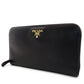 PRADA Long Wallet Saffiano Black Leather Wallet Black Leather Logo In Box 7-6-443