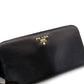 PRADA Long Wallet Saffiano Black Leather Wallet Black Leather Logo In Box 7-6-443