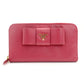PRADA Long Wallet Saffiano 1MH132 Pink Leather Wallet with Ribbon 7-7-329