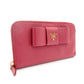 PRADA Long Wallet Saffiano 1MH132 Pink Leather Wallet with Ribbon 7-7-329