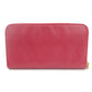 PRADA Long Wallet Saffiano 1MH132 Pink Leather Wallet with Ribbon 7-7-329