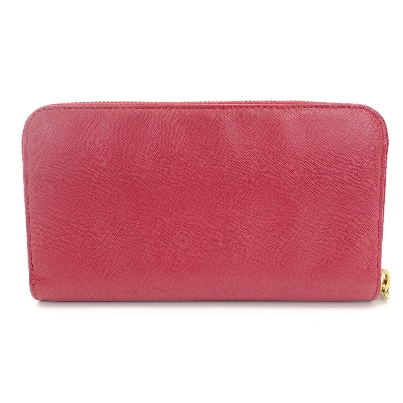 PRADA Long Wallet Saffiano 1MH132 Pink Leather Wallet with Ribbon 7-7-329