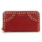 PRADA Long Wallet Saffiano Red Leather Red Studs Wallet 7-7-518