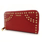 PRADA Long Wallet Saffiano Red Leather Red Studs Wallet 7-7-518