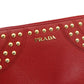 PRADA Long Wallet Saffiano Red Leather Red Studs Wallet 7-7-518