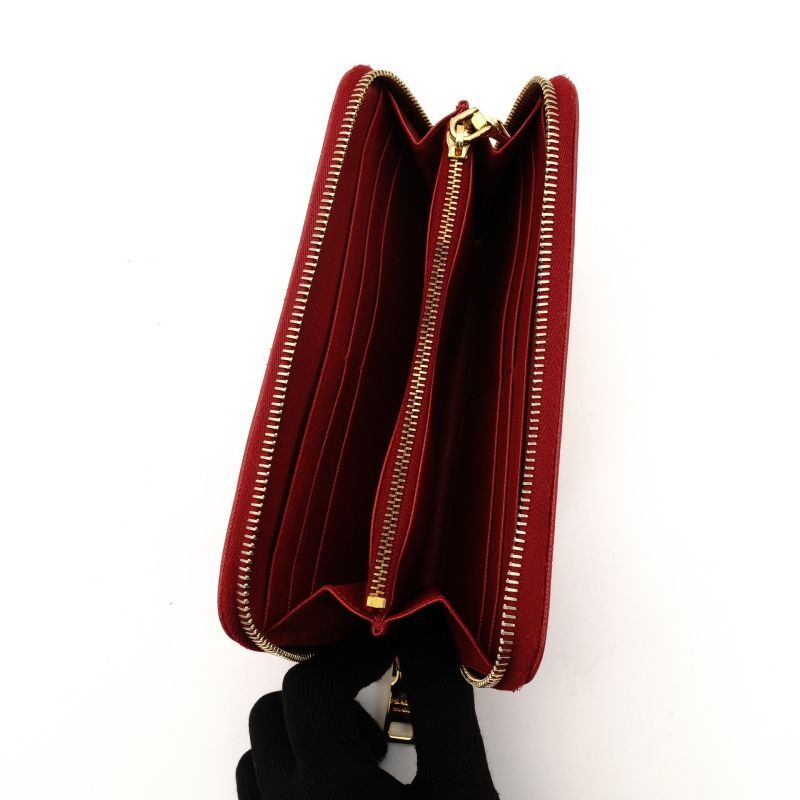 PRADA Long Wallet Saffiano Red Leather Red Studs Wallet 7-7-518