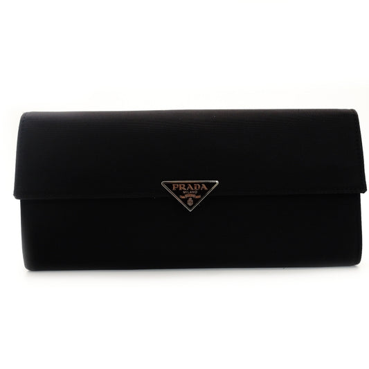 PRADA Long Wallet Nylon Black Saffiano Leather Wallet 7-8-187