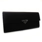 PRADA Long Wallet Nylon Black Saffiano Leather Wallet 7-8-187
