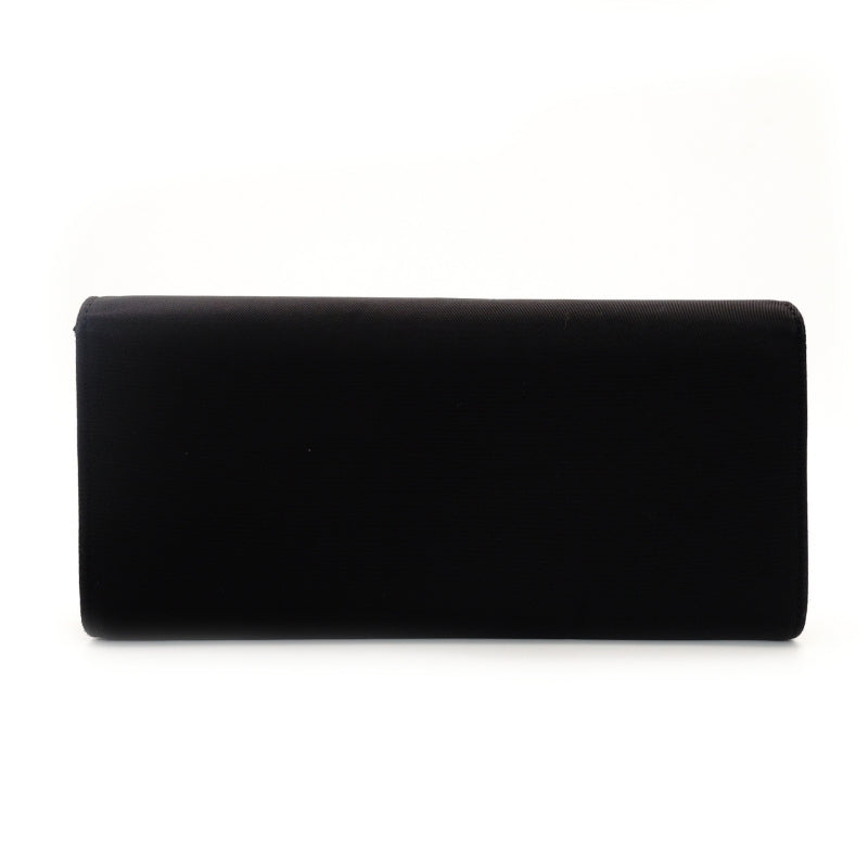 PRADA Long Wallet Nylon Black Saffiano Leather Wallet 7-8-187