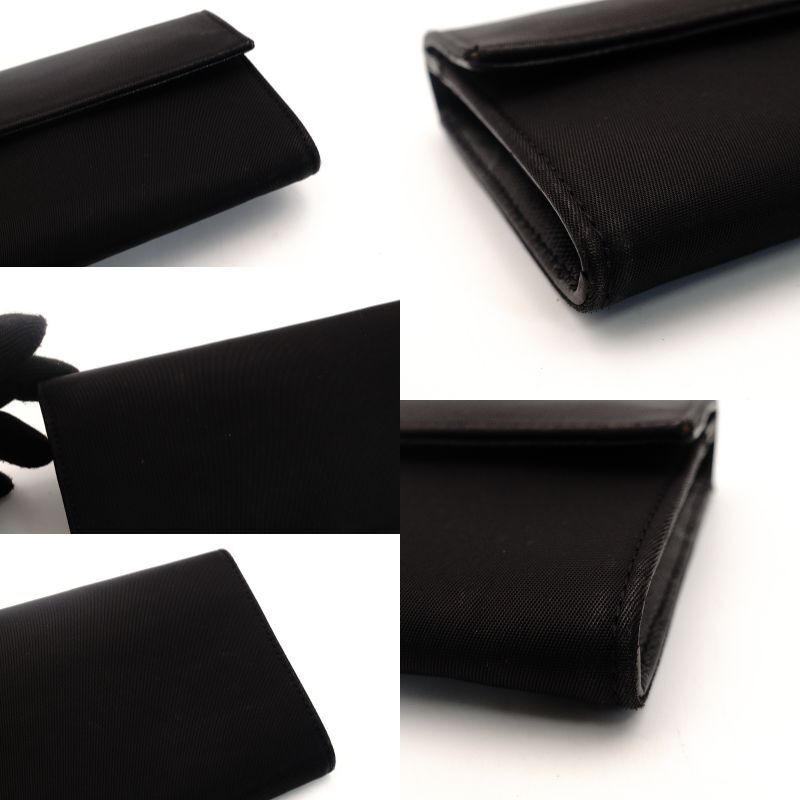 PRADA Long Wallet Nylon Black Saffiano Leather Wallet 7-8-187