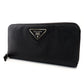 PRADA Long Wallet Saffiano Black Leather Wallet Black Triangle Logo With Box 7-8-191