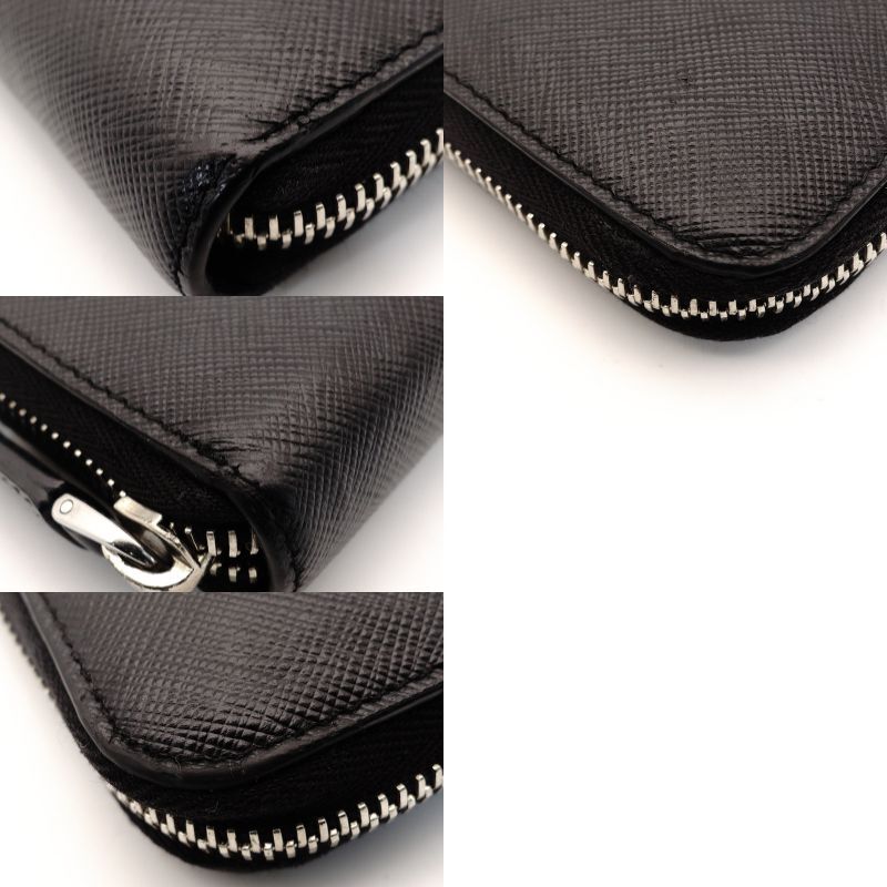 PRADA Long Wallet Saffiano Black Leather Wallet Black Triangle Logo With Box 7-8-191