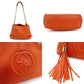 GUCCI Soho Chain Shoulder Bag Leather Orange Gold Hardware GG Logo 7-9-097