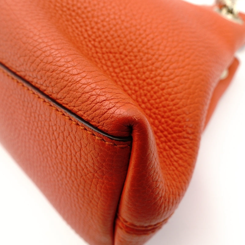 GUCCI Soho Chain Shoulder Bag Leather Orange Gold Hardware GG Logo 7-9-097