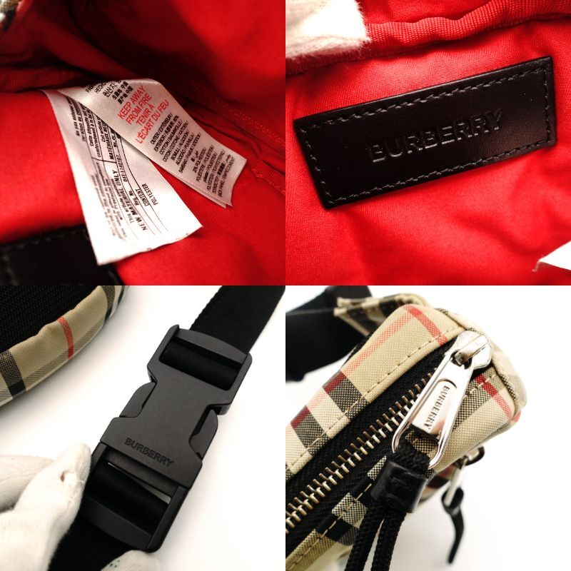 Burberry Belt Bag Waist Pouch Nova Check Nylon Beige × Black Waist Bag Body Bag 7-10-782