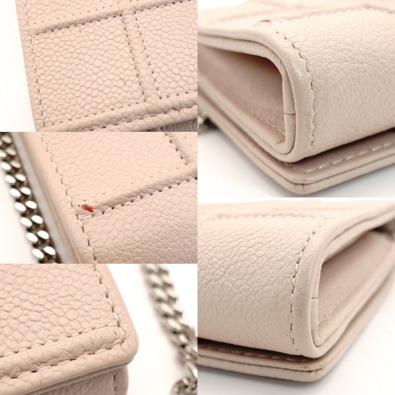 Christian Dior Diorama Chain Wallet Shoulder Bag Light Pink Leather Silver Hardware 7-9-196