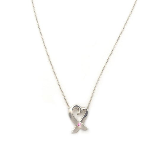 Tiffany & Co. Necklace Loving Heart 1P Ruby Sterling Silver Approx. 2g