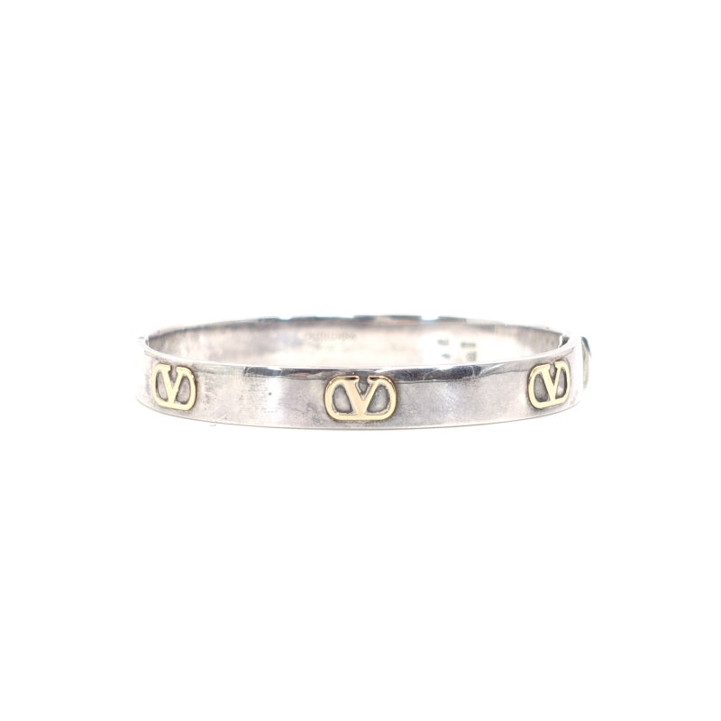 Valentino Garavani Bracelet Sterling Silver 925 with 18K Gold Bangle V Logo Approx. 34g