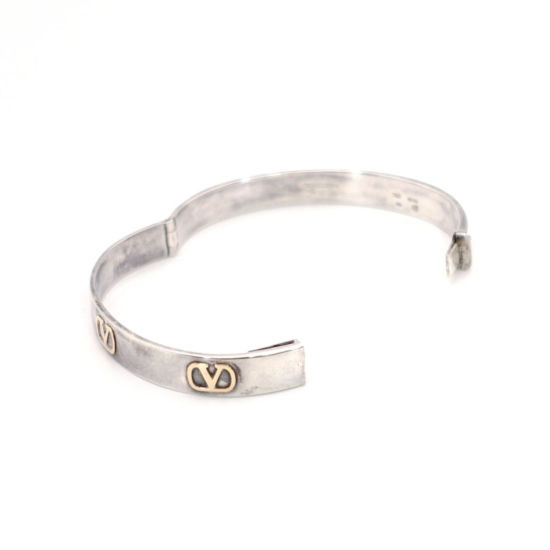 Valentino Garavani Bracelet Sterling Silver 925 with 18K Gold Bangle V Logo Approx. 34g