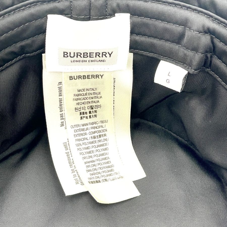 Burberry Bucket Hat Black Nylon L Size Black 7-3-282
