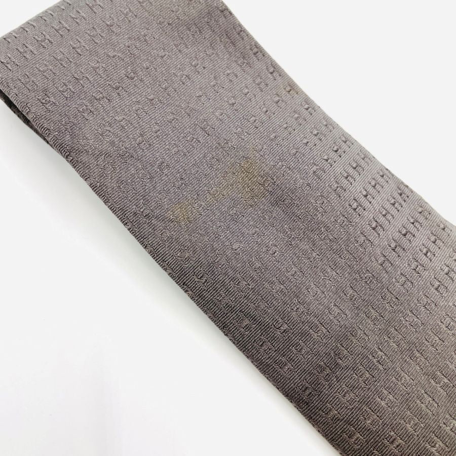 HERMES Tie Fasone 100% Silk Gray H Logo Men's Tie 7-4-284-1