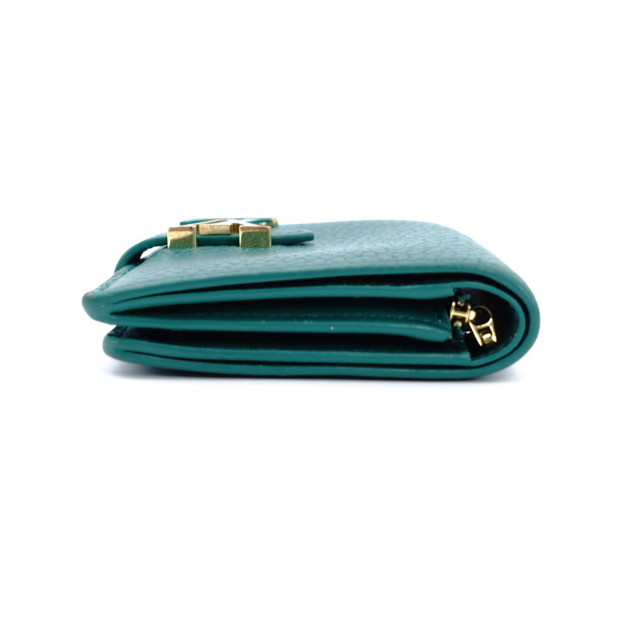 LOUIS VUITTON Vertical Wallet Green Leather 7-5-374