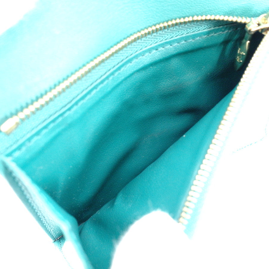 LOUIS VUITTON Vertical Wallet Green Leather 7-5-374